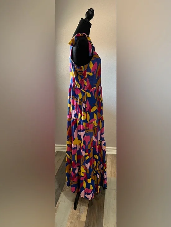 Pretty Garden Women’s Vibrant Tie-Shoulder Maxi Dress in Multicolor Sz L Summer - Picture 5 of 9